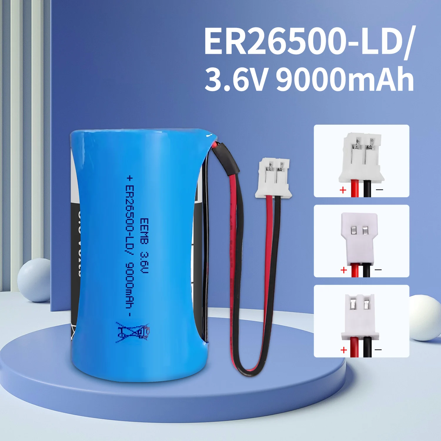 3.6V ER26500 9000mAh Li-SOCl2 Battery with Wire Leads – Non-Rechargeable C Size for Water/Gas Meters, PLC Industrial Use