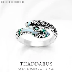Tropical Mystic pierścień wąż styl europejski dzieła biżuteria dla kobiet czechy prezent w 925 Sterling Silver