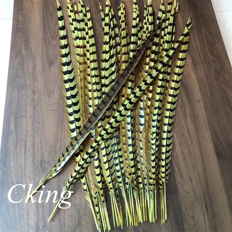 Wholesale 20pcs/lot Yellow Dyed 70-75CM Natural Reeves Venery Pheasant Tail Feathers For Carnival Backpieces Wedding Decorations