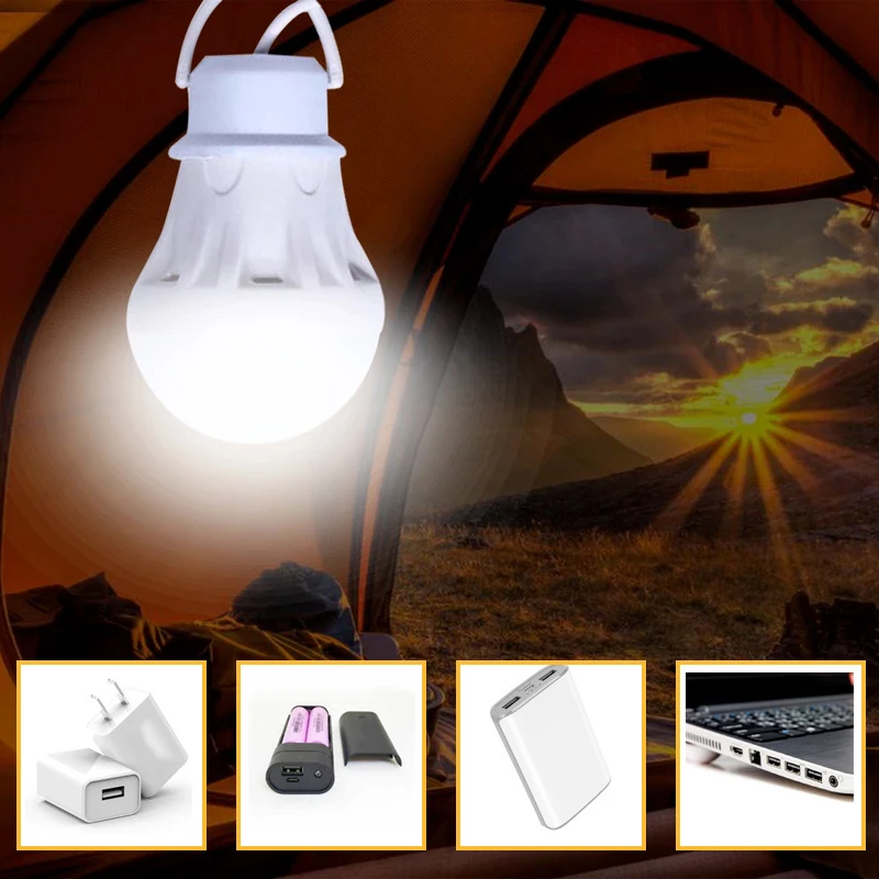 1/2PCS Portable Lantern Camp LightsBulb 3W/5W/7W Power Outdoor Camping Multi Tool 5V LED for Tent Camping Gear Hiking USB Lamp