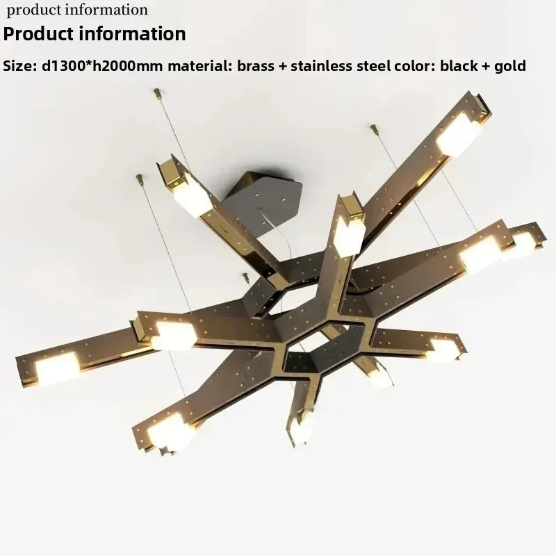 All-copper stainless steel geometric creative decorative chandelier, style living room bedroom light