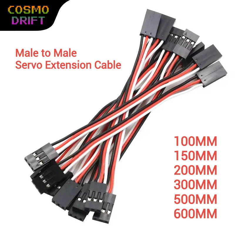 Male to Male Servo Extension Cable 22AWG for Quadcopter Hexacopter Flight Controller Connection RC Drone Parts 100/150/300/500MM