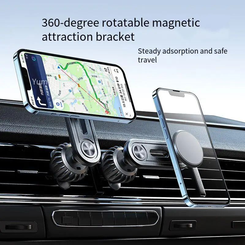 Aluminum Magnetic Car Phone Holder 360 Rotatable Desk Phone Bracket for Iphone 13 12 11 Pro Max Samsung Xiaomi Suporte Celular