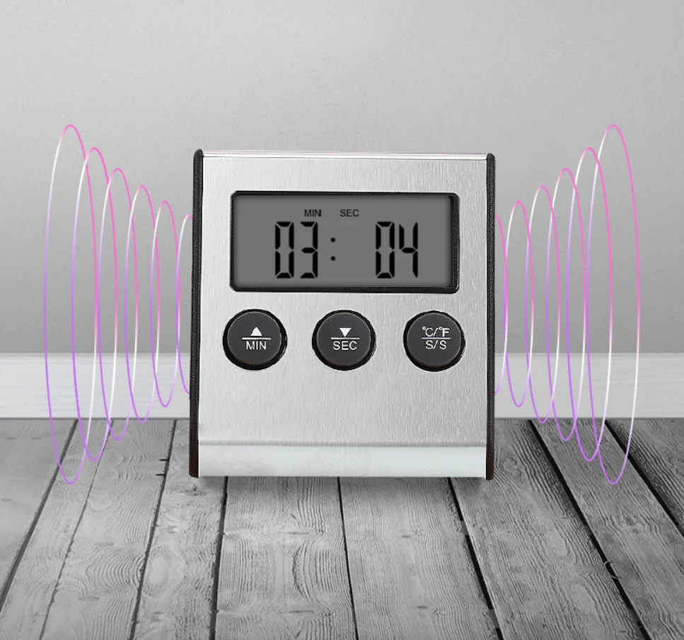 Digital Kitchen Cooking Thermometer with Probe for Meat Food Temperature Heat Meter for Oven BBQ Grill with Timer Function