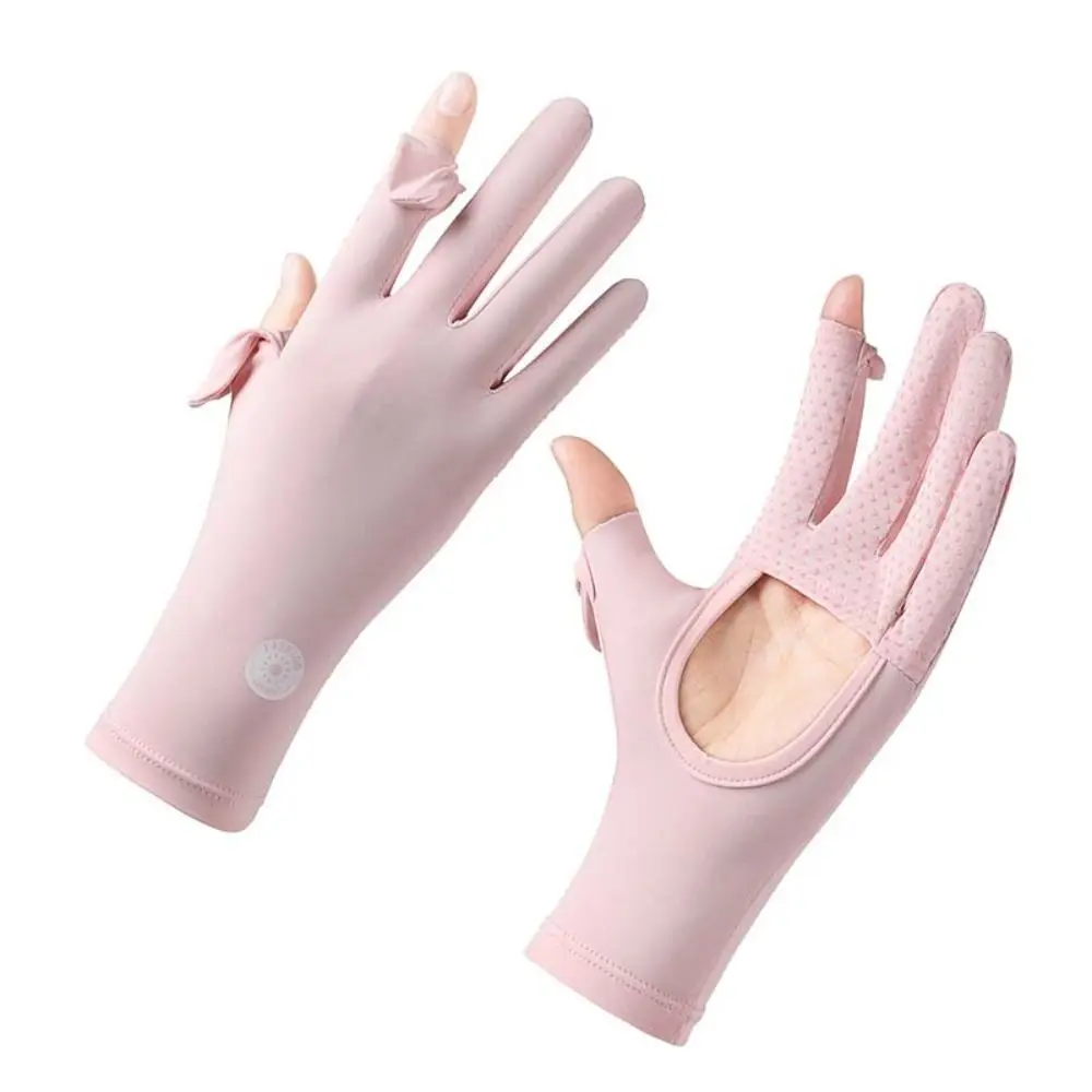 UV Protection Summer Sunscreen Gloves Thin Ice Silk Sun Protection Gloves Elastic Slip Resistant Cycling Driving Gloves