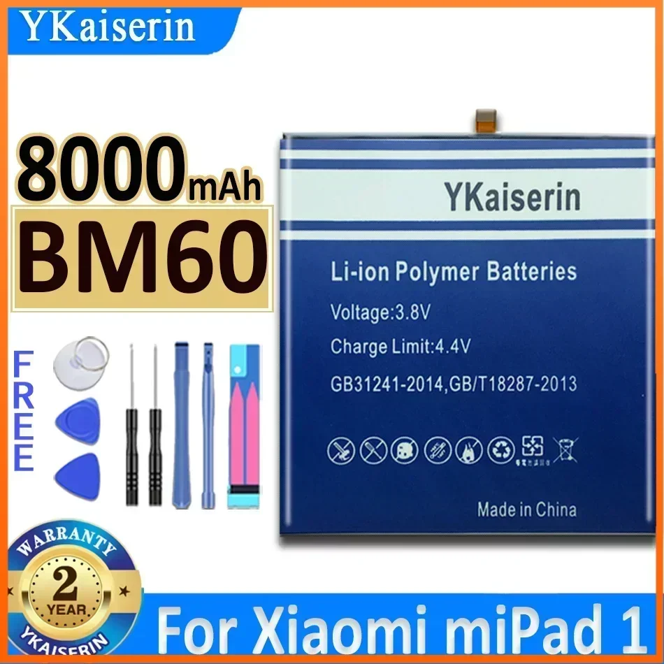 YKaiserin  BM60 BM 60 8000mAh Tablet Battery for Xiaomi Pad 1 Pad1 Mipad 1 A0101 Portablet Batteries Warranty + Track Code