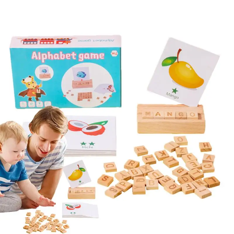 

Word Spelling Game English Words Learning Blocks With 30 Flash Cards Alphabet Learning Toys Matching Letters Spelling Games For