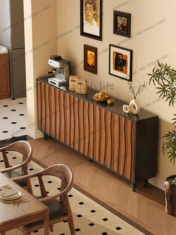 

Medieval solid wood dining side cabinet integrated storage against the wall restaurant storage cabinet