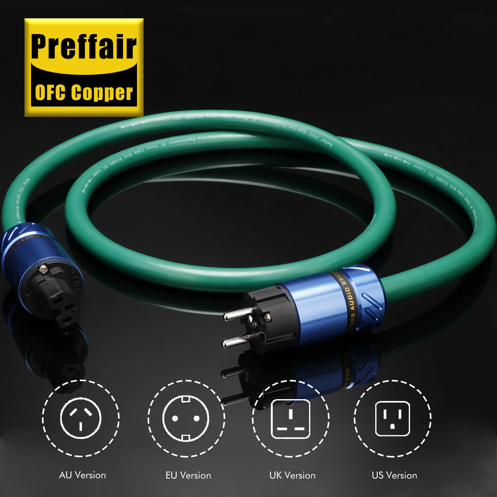 

Preffair D502 Hi-End OFC 12AWG Power Cable US AC Power Cord UK HIFI Power Cable Amplifter EU Versio Supply Wire