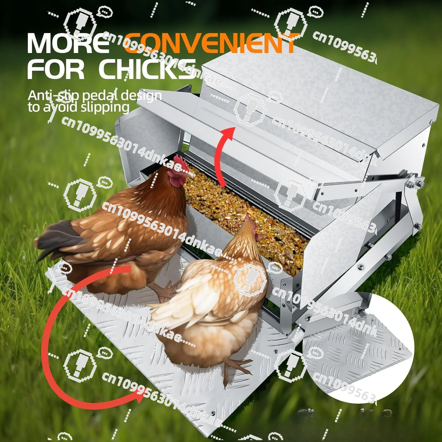Chicken, Duck and Goose Rat-proof Feeding Tank, Galvanized Sheet Waterproof and Moisture-proof, Poultry Automatic Feeder