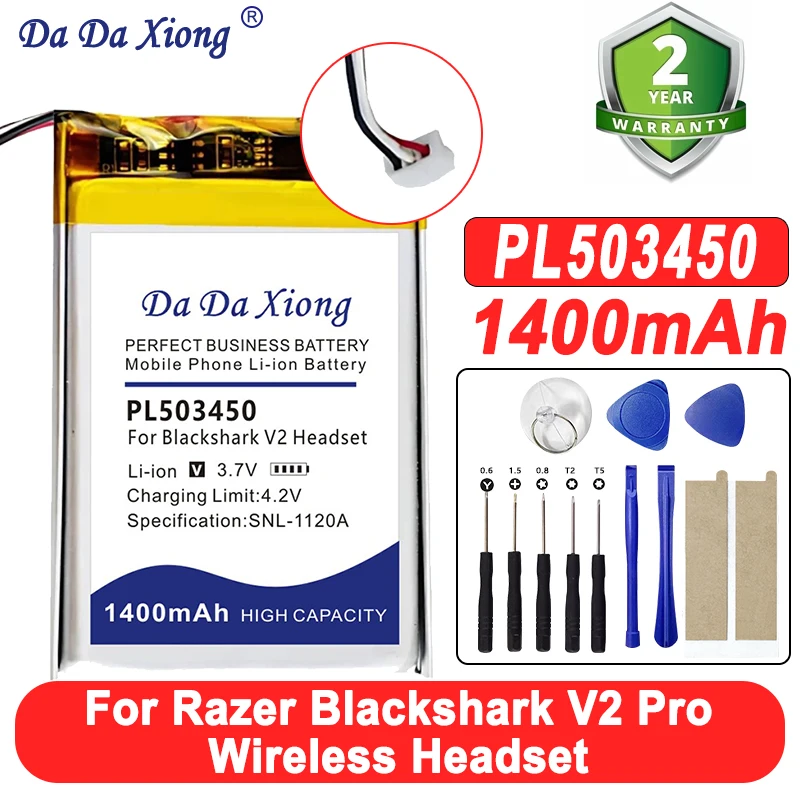 DaDaXiong 1400mAh PL503450 For RAZER Blackshark V2 Pro Wireless Headset + Tools