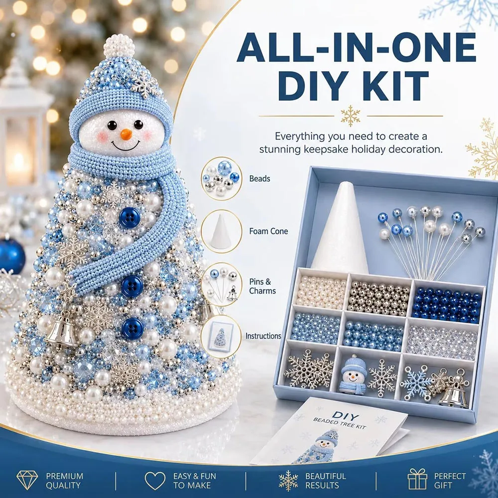 Colorful Beads DIY Beaded Christmas Tree Kit Topper Tabletop Christmas Tree Set Handmade Holiday Party Decor DIY Accessories