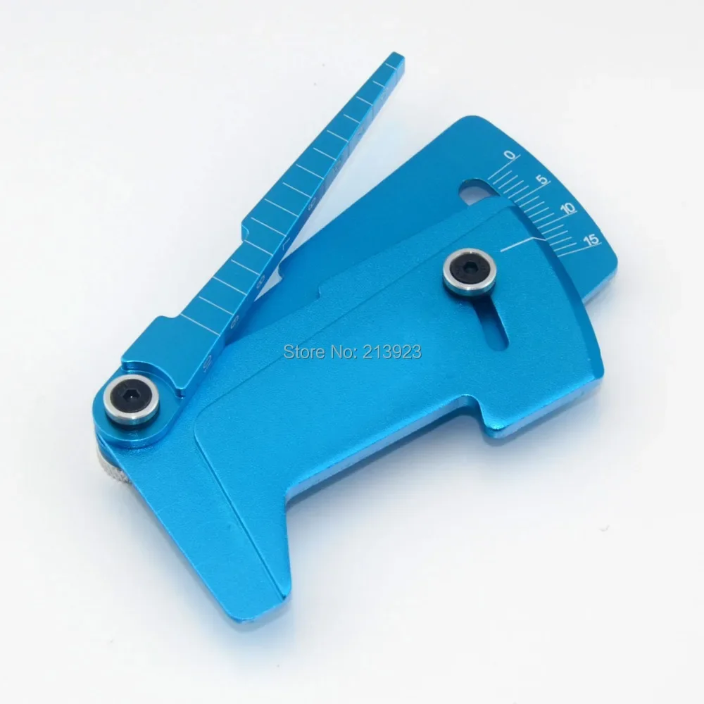 CNC Adjustable Ruler Adjusting RC car height & wheel Rim Camber Measure 15 degrees Alloy Blue