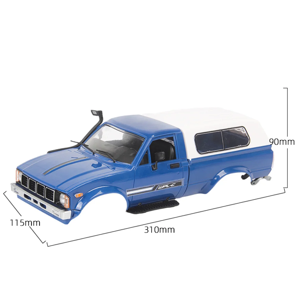 Niezmontowana obudowa samochodu 190mm z rozstawem osi do WPL C14 C24 C24-1 1/16 części zamienne do samochodów RC akcesoria, niebieski