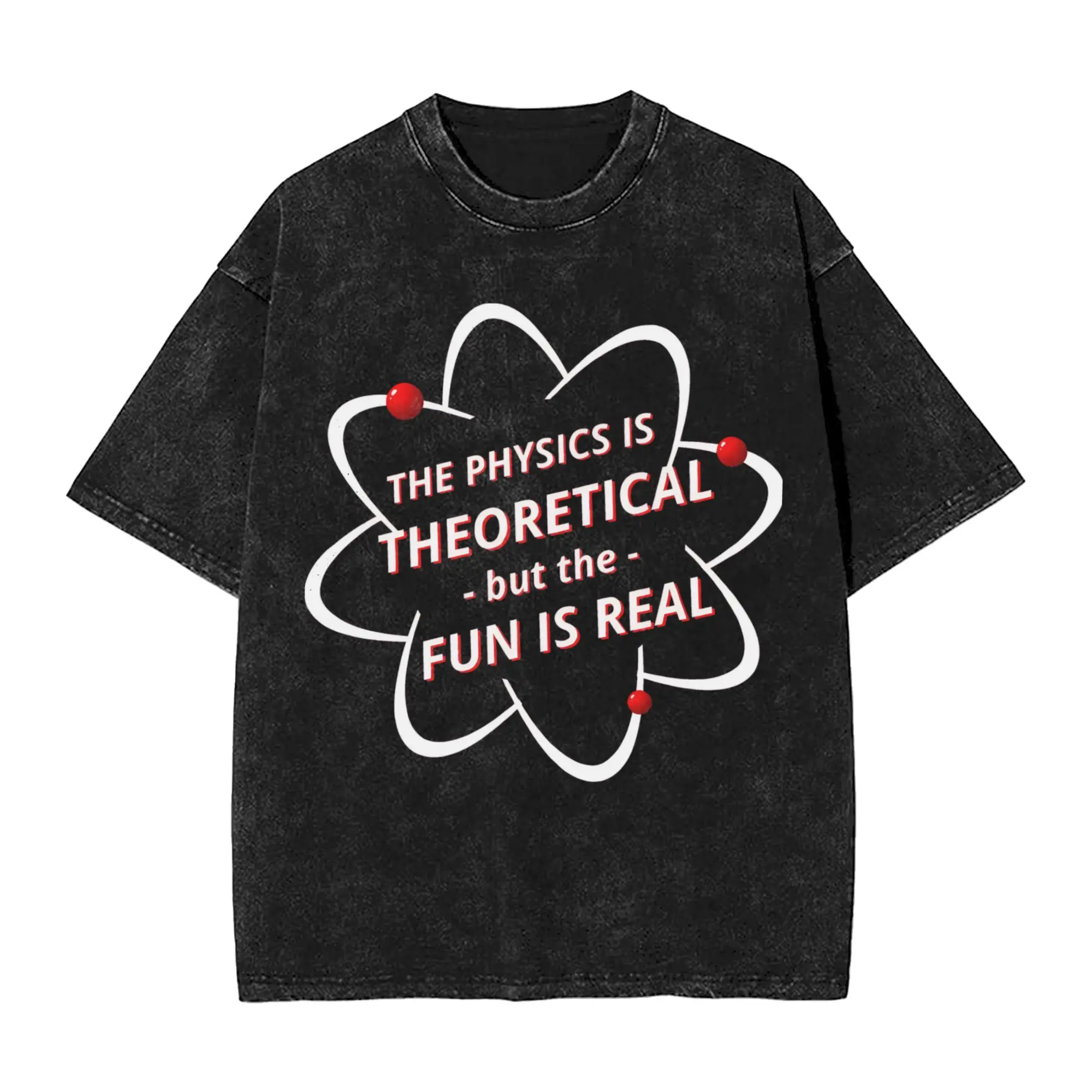 Harajuku Washed Shirts The Physics is Theoretical, but the Fun is Real  Merch Vintage T-Shirts Harajuku  Streetwear Short Sleeve