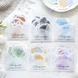 10Pcs Flowing Colors Series Decorative Sticker Retro Watercolor Smudge Collage Scrapbooking Label Diary Album Journal Planner