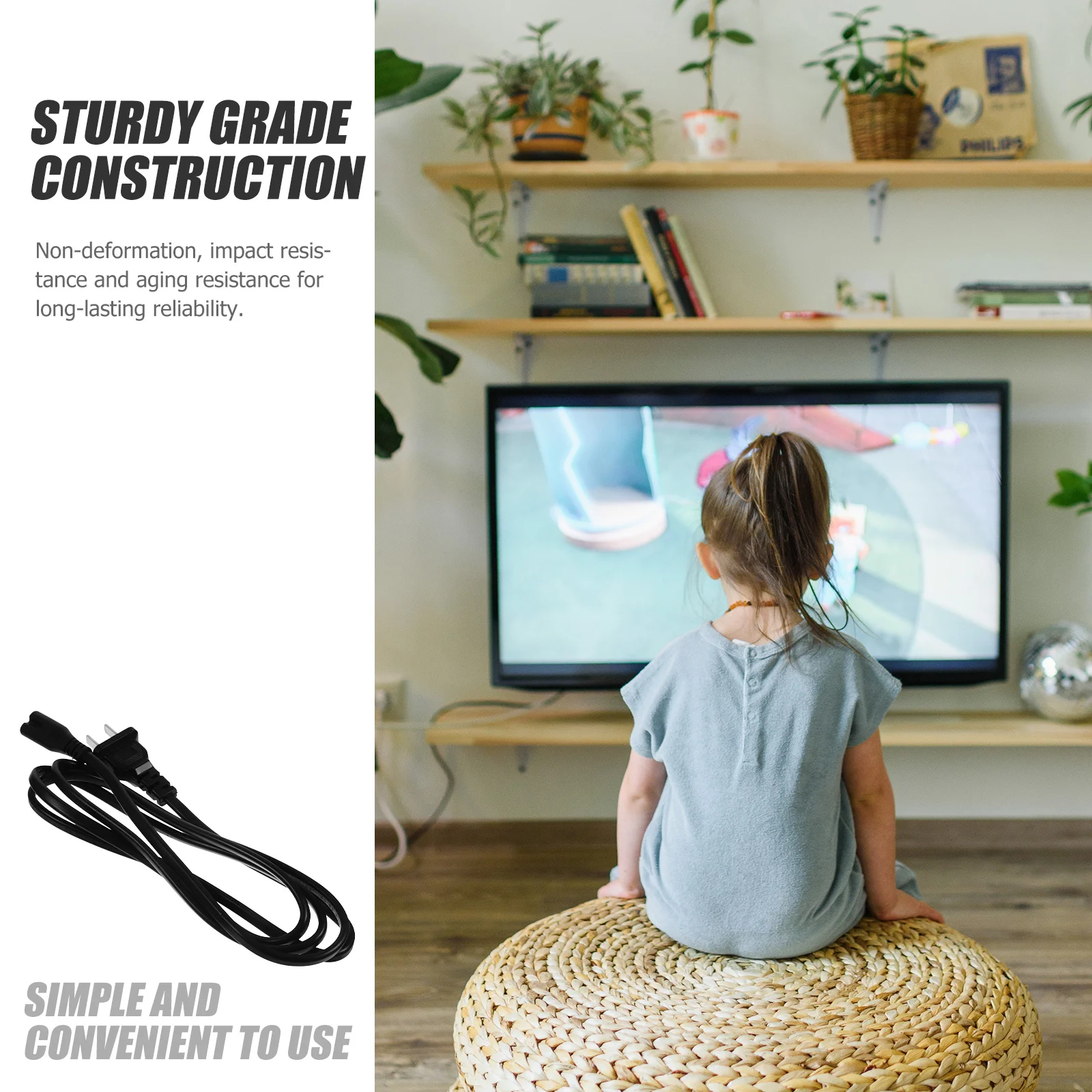 

1.5M Power Extension Cable 2 Prong Flat Plug 0.75Mm² Copper 2500W Electrical Cable For Workshop Outlet Saver