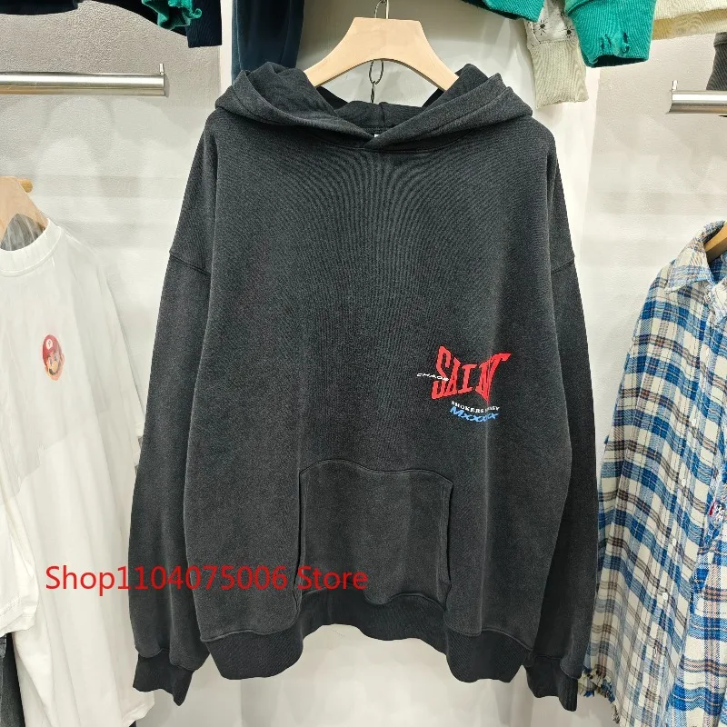 

Осенне-зимняя толстовка с принтом Saint Letter, ветрозащитная теплая толстовка унисекс, свободная повседневная спортивная одежда для мужчин и женщин