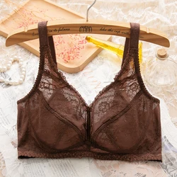 Large Size Underwear Women's Ultra Thin Breathable Adjustment Full Cup Freewire Lace Bra 75 80 85 90 95 100 105 110 B C D E F