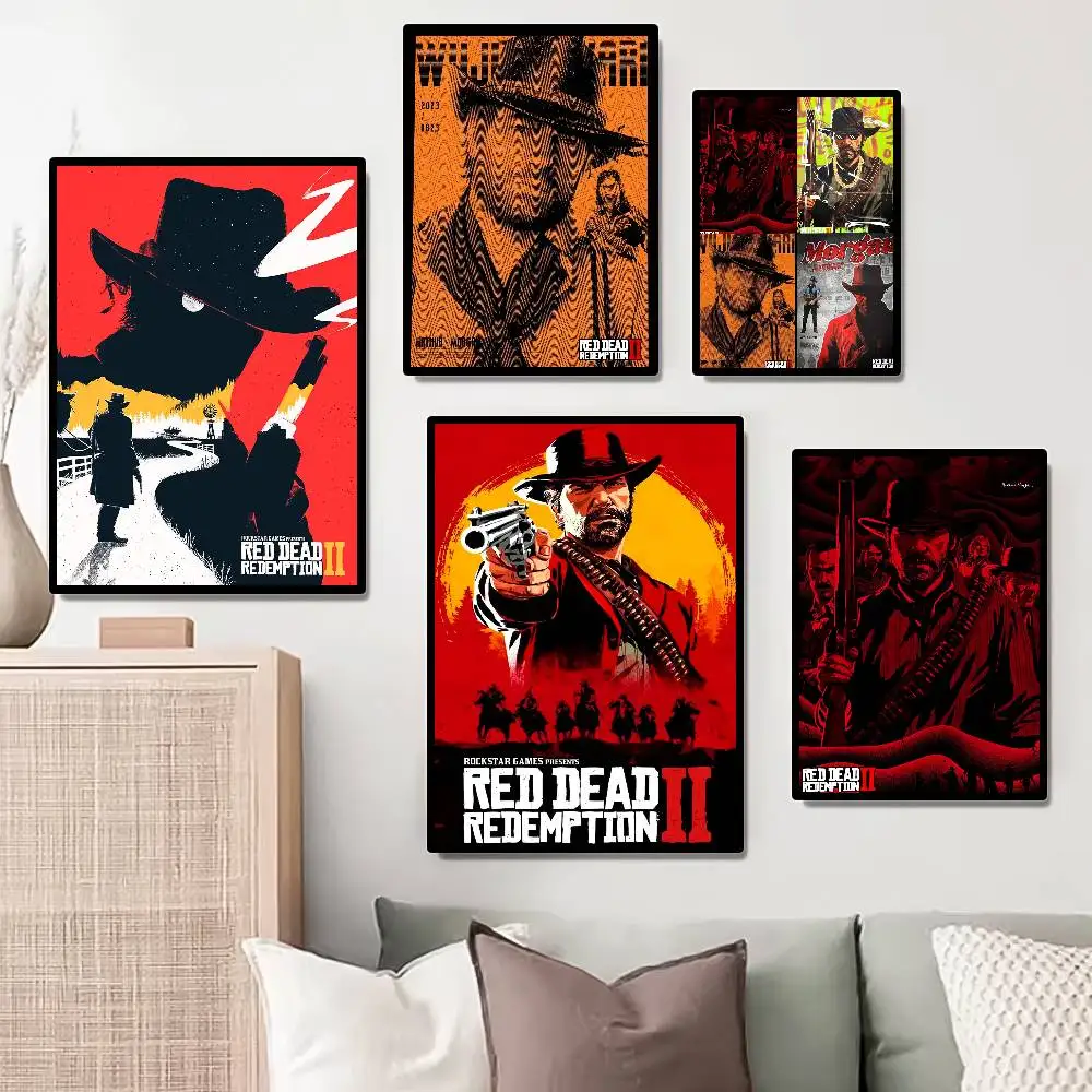 ملصق R-Red Dead Redemption 2 ملصق ذاتي اللصق - لا حاجة إلى غراء سهل الالتصاق وإزالة مثالي لديكور الغرفة