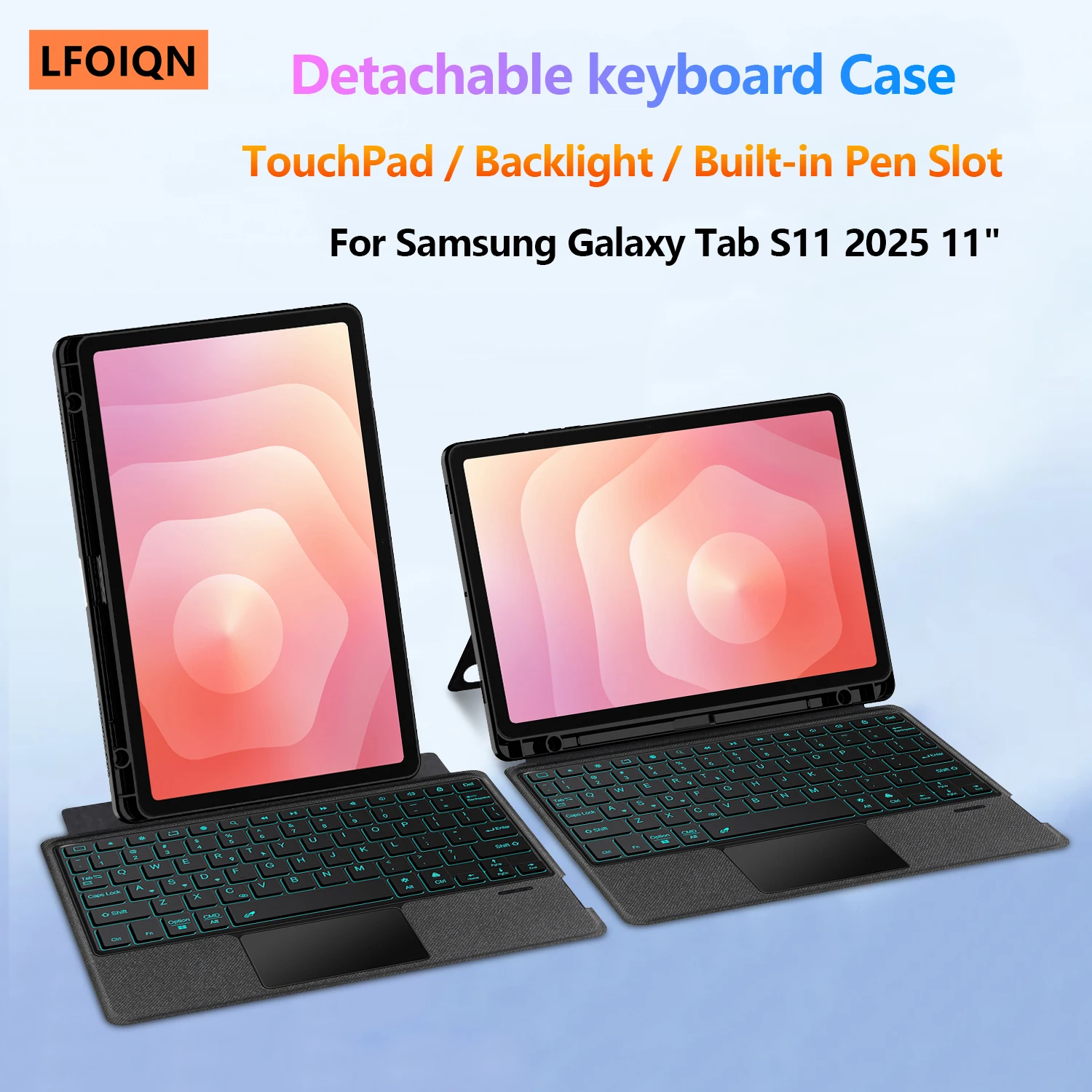 LFOIQN Tastaturhülle, abnehmbar, für Samsung Galaxy Tab S11 11 Zoll 2025 SM-X730 X736 11 Zoll, Magic Smart Cover, Multi-Touch, Hintergrundbeleuchtung