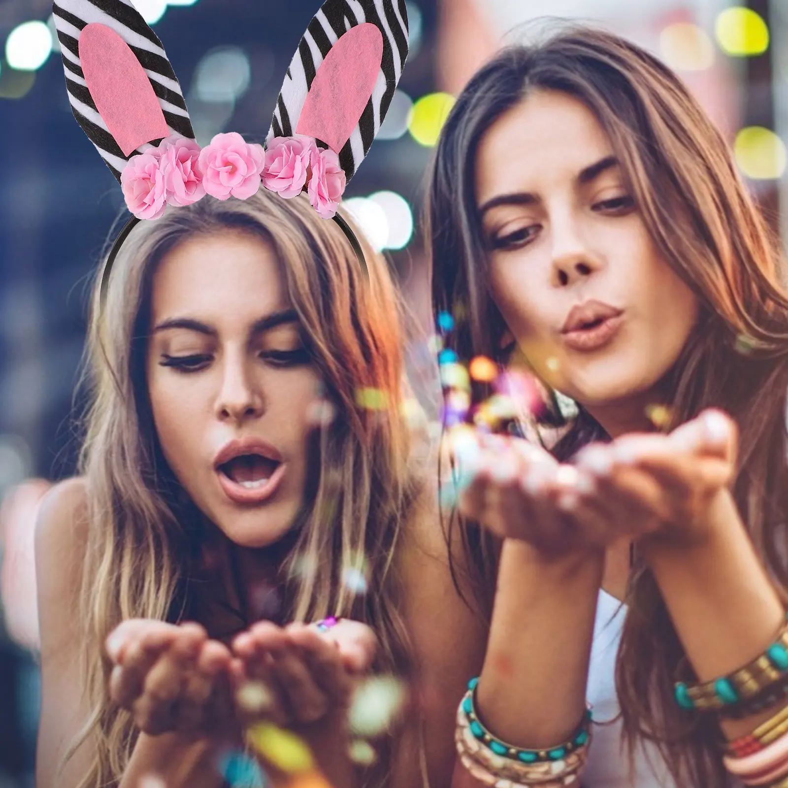 Zebra Ear Hair Hoop for Women Cosplay Party DIY Styling Adorable Premium Material Shining Star Gift Hair