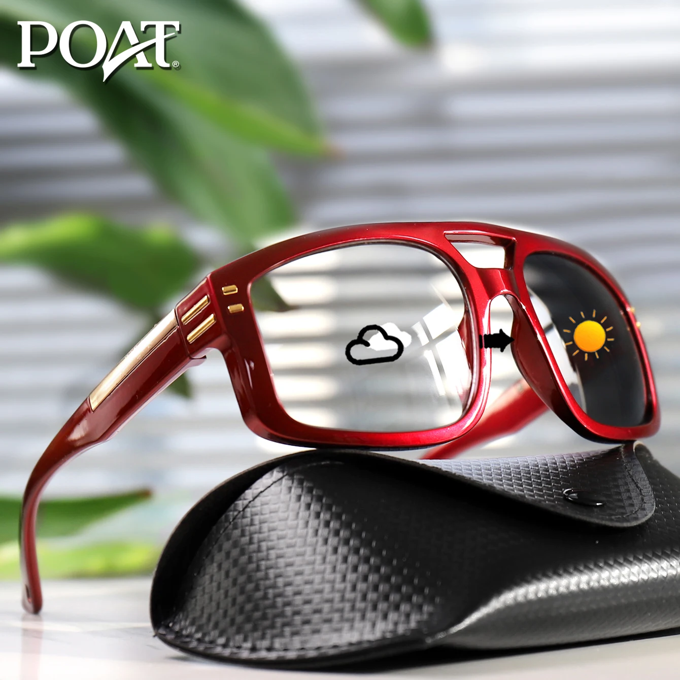 Photochrome Sonnenbrille, Unisex, Outdoor-Sport, quadratische Schutzbrille für Radfahren, Angeln, Fahren, Golf, Reisen, Strand, Freizeitfahren