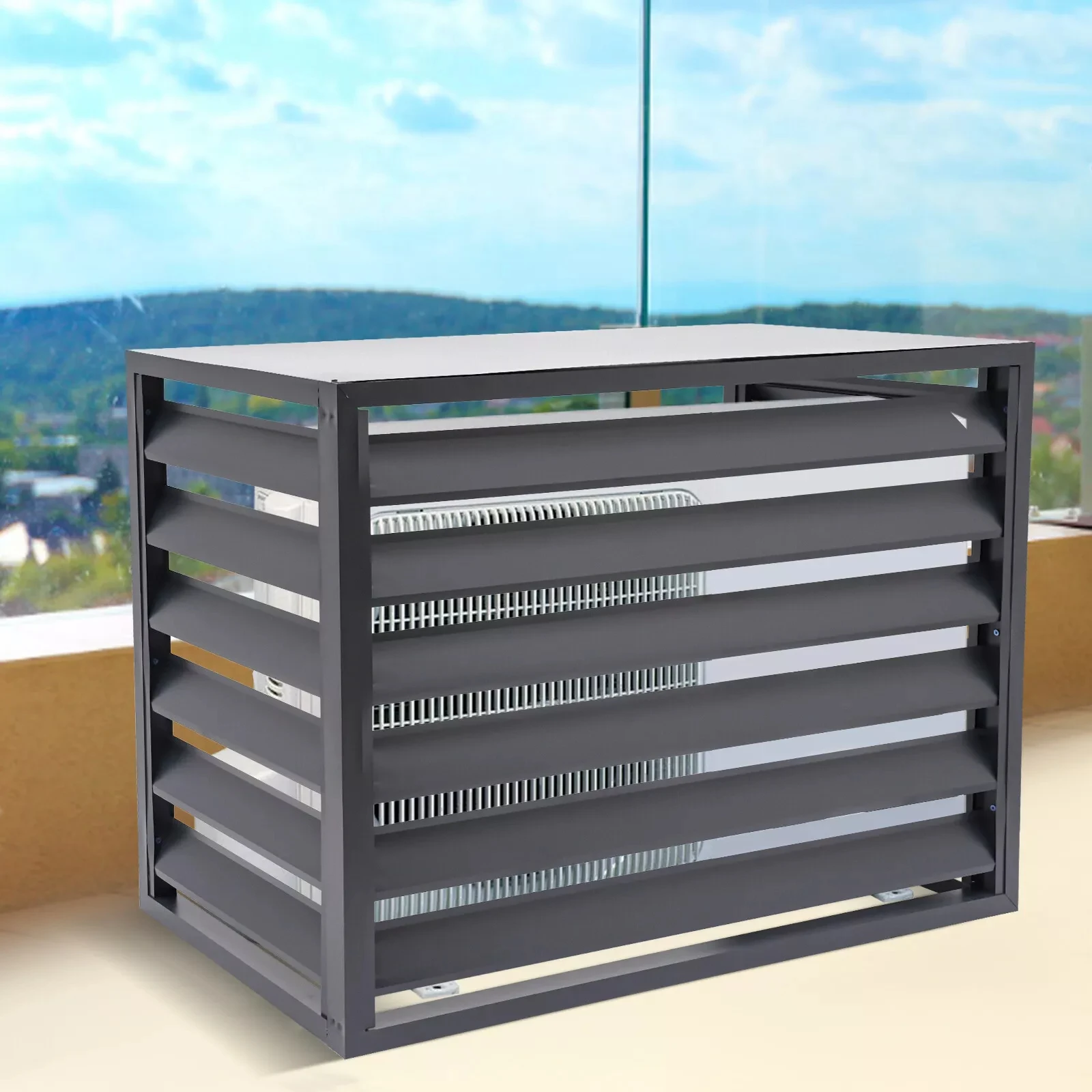 

Air Conditioner Fence Screen, Freestanding Metal Privacy Fence Cover (1007050)