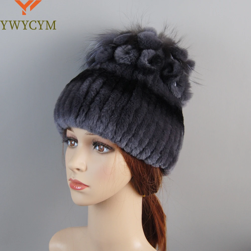 

2025 Lady Warm Knitted 100% Genuine Rex Rabbit Fur Hats Russia Winter Quality Real Fur Hat Natural Warm Snow Rex Rabbit Fur Caps