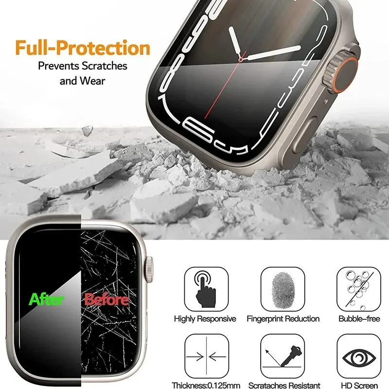 2PCS Case Glass+Case For Apple Watch 42 46 44 45 41 40mm Screen Protector Cover Change Ultra Bumper IWatch Series10 9 8 7 SE 6 5 image 5