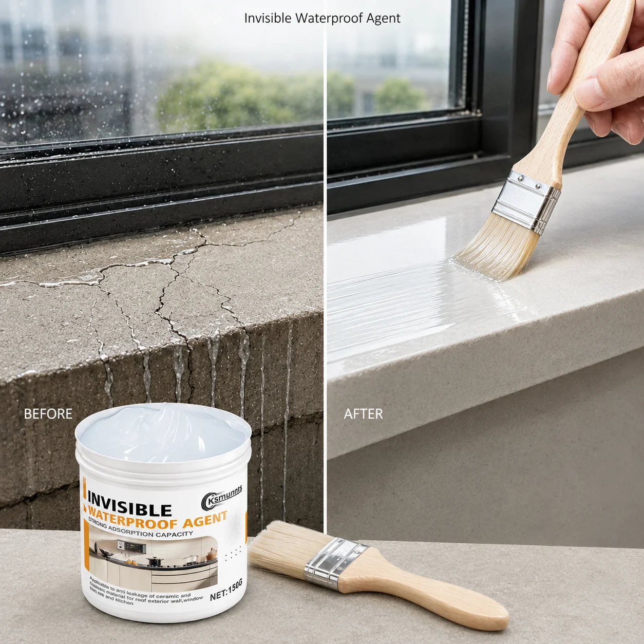

150ml Clear Waterproof Leak Repair Agent, Fast-Drying Sealant for Roof Cracks, Pipes, Tiles, RV and Boat Repairs, Long-Lasting W
