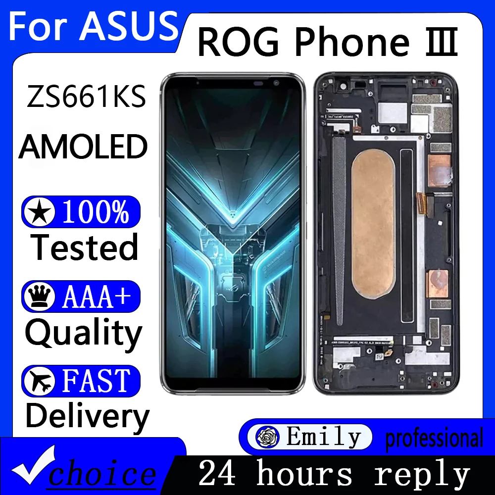 AMOLED-дисплей для телефона ASUS ROG 3 ZS661KS, размер экрана 6,59 дюйма, высокое разрешение, 1920x1080