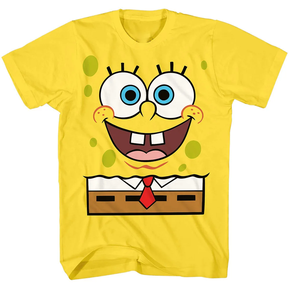 Men\'s SpongeBob tie dye T-shirt, teenagers fashion pie star print short sleeve shirt, children\'s unisex style single top