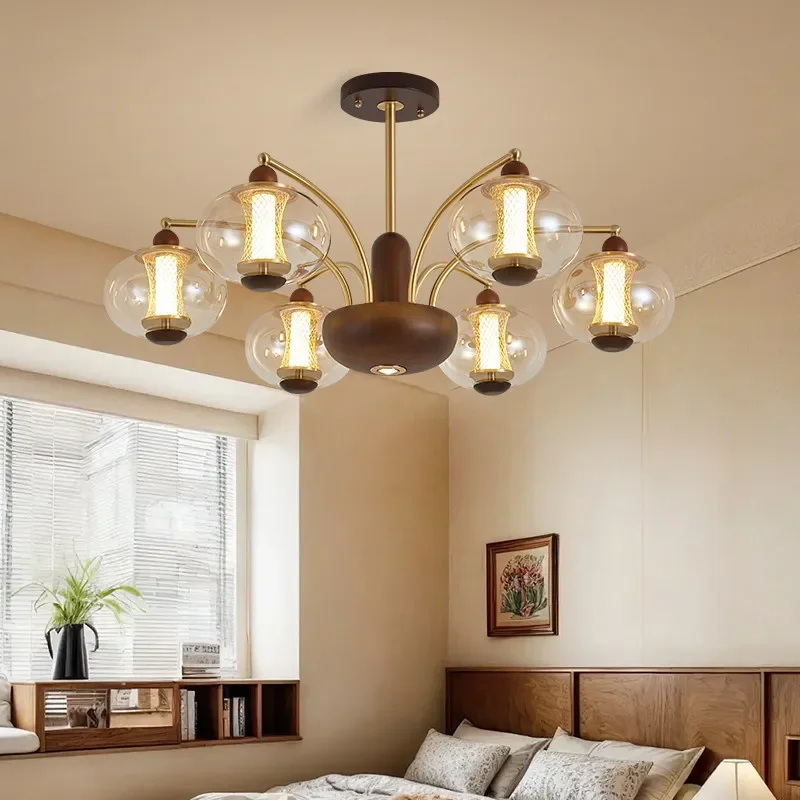 

Nordic Led Contemporary Brass Chandelier American Cozy Living Room Dining Room Bedroom Study Villa Hotel Cafe Art Pendant Lamp