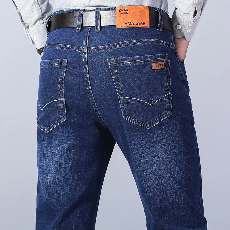 

Men's Blue Jeans Business Casual Straight Tube Slim Fitting Stretch Slim Trousers Denim Pants For Men pantalones hombre