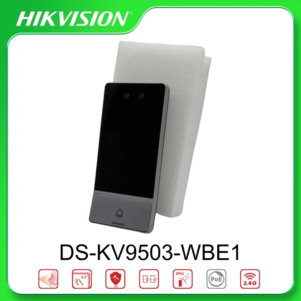 Hikvision DS-KV9503-WBE1 Metal resistente ao vandalismo Reconhecimento Facial IP Villa Door Station Tela LCD colorida de 4,3 polegadas Câmera de 2MP