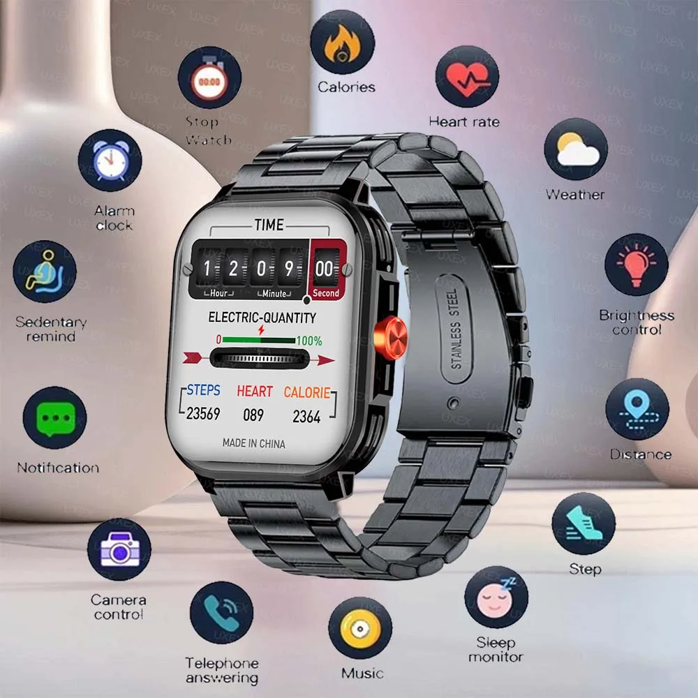 ساعات ذكية مشرقة للرجال 2.01 HD تتبع الصحة هدية الكريسماس BT دعوة النساء اللياقة البدنية متعددة الوظائف ساعة ذكية لنظام أندرويد Ios #1