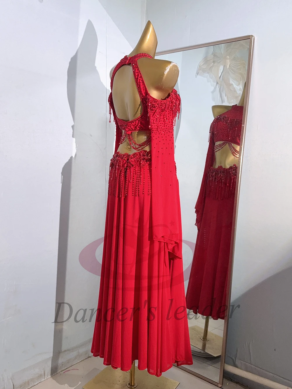 Traje de dança do ventre ab pedra feminino adulto crianças high-end personalizado grande flor vermelha samba desempenho vestido