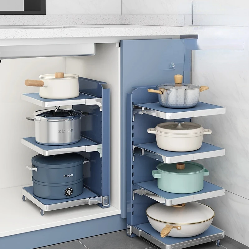 

Kitchen Storage Household Cabinet Inner Cabinet Layered Pot Rack Multi-Functional Sink Multi-Layer Pot Storage Shelf