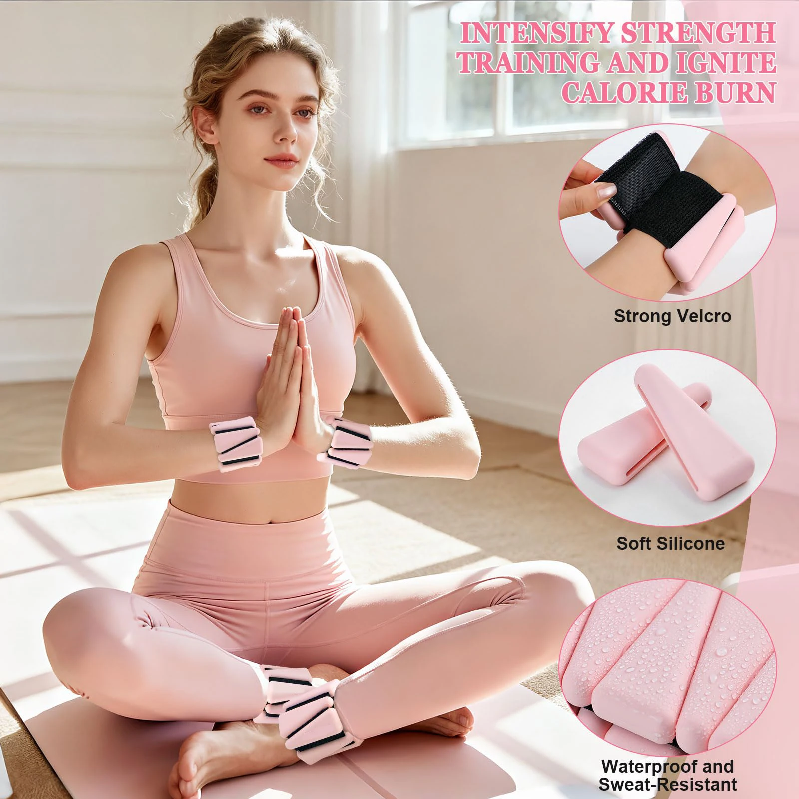 1 lb Each Bangles Wrist & Ankle Weights for Women & Men - Soft Silicone Arm & Leg Weights for Pilates, Yoga, Walking, Barre