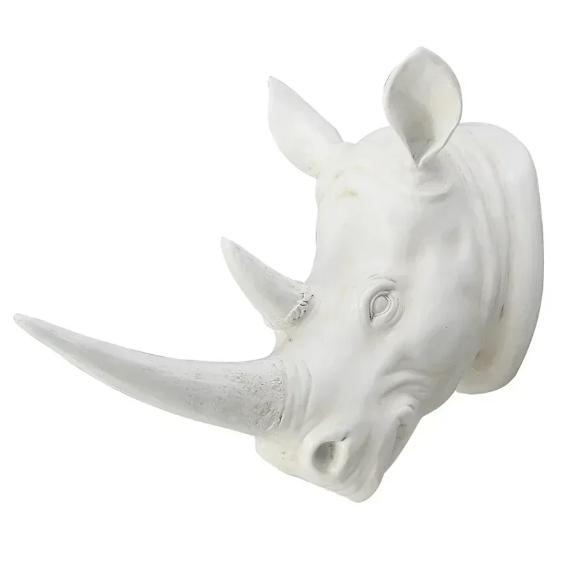 

European Resin Simulation Realistic Animal Rhinoceros Head Creative Restaurant Home Style Retro Handicrafts Wall Hanging