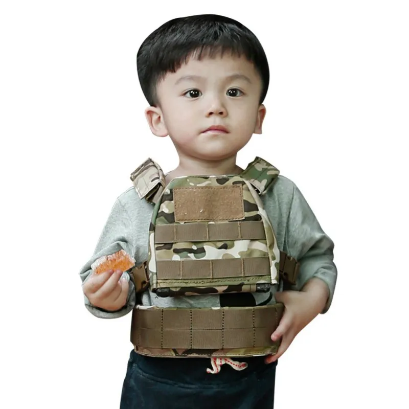 Kids Camouflage Tactical Bulletproof Vests Uniforms Combat Armor Molle Airsoft Tactical Suit With Patrol Belt