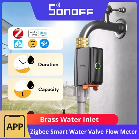 SONOFF SWV-ZFE EU Hydro Series Hydro ONE Zigbee Smart Water Valve With Flow Meter Brass Water Inlet Abnormal Alert Apple Home