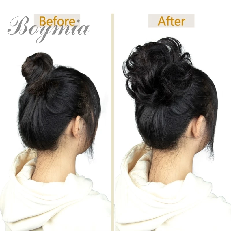 Coque bagunçado pedaço de cabelo encaracolado natural cabelo humano coque updo donut extensões de cabelo real flexível elástico pedaço de cabelo 40g