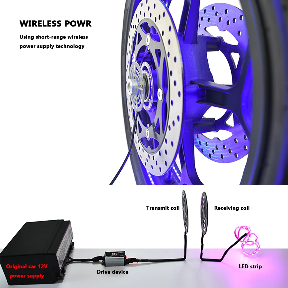 Motorcycle wheel hub lamp Wireless Power Wheel Refit Supply Locomotive Moto Electric Colored Lights Hot Wheels LED  DC12V 6W