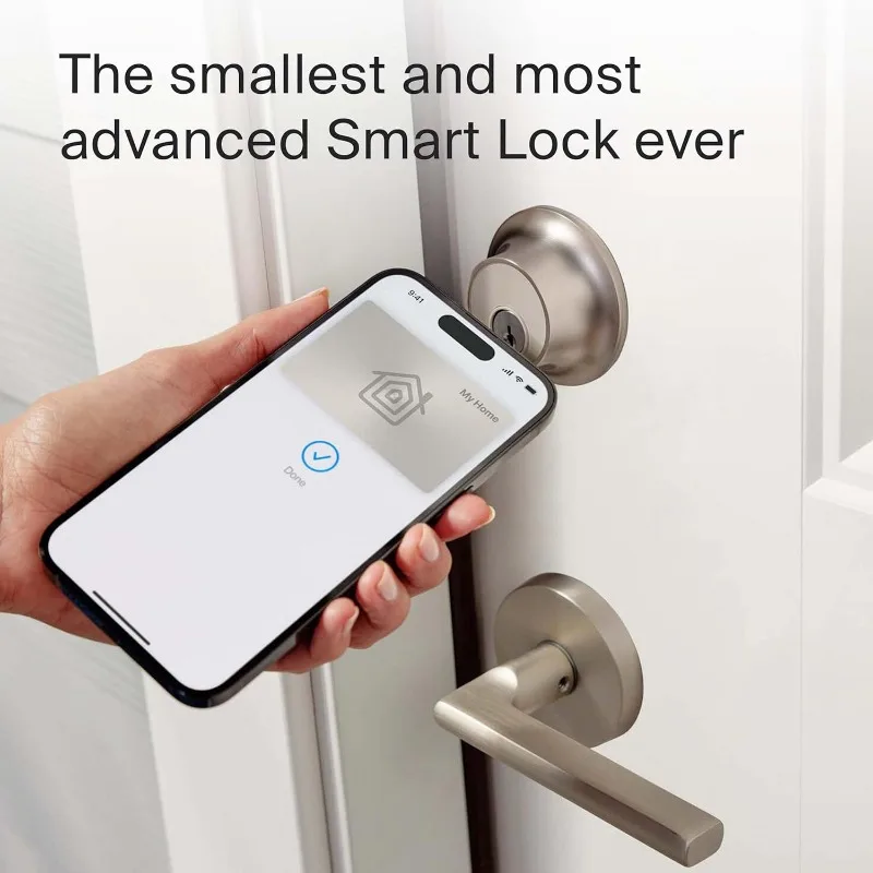 Lock+ Connect Wi-Fi Smart Lock Plus Apple Home Keys - Remotely Control from Anywhere - Includes Key Cards - Works,(Satin Nickel)