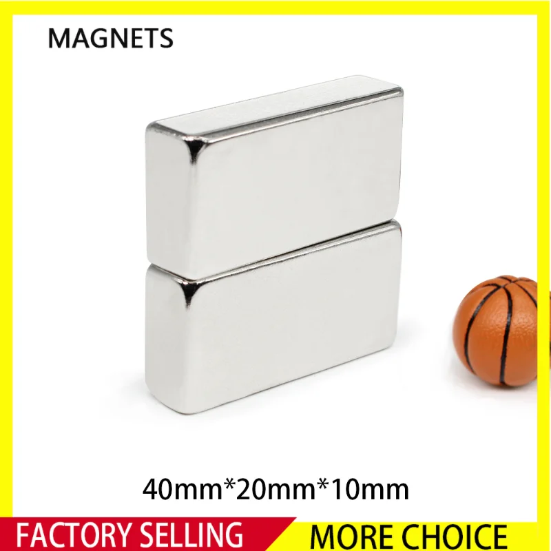 1/2/3/5PCS 40x20x10mm Quadrate Super Strong Powerful Magnets N35 Thick Block Permanent Magnet 40x20x10 Neodymium Magnet 40*20*10