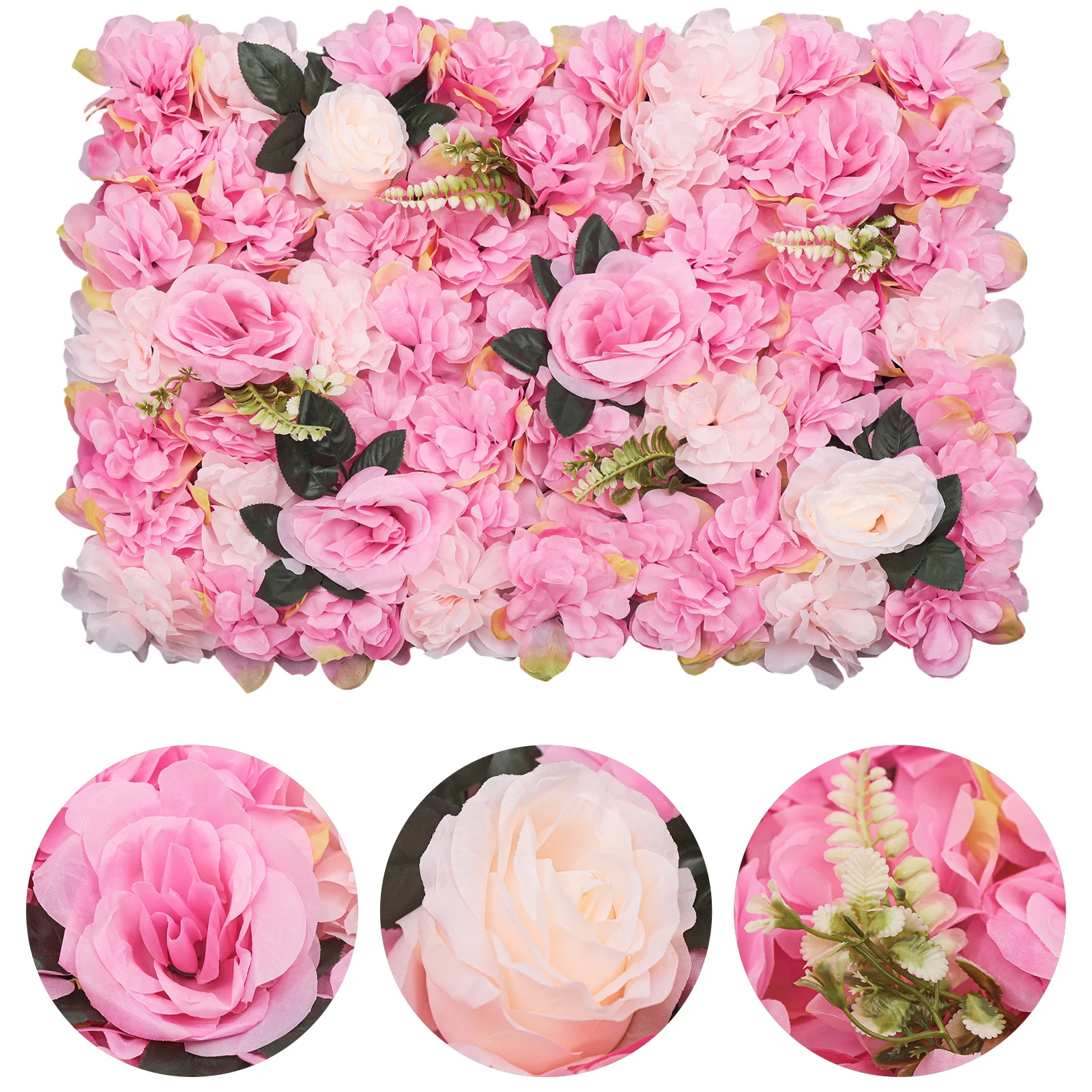 12 Pcs Flower Wall Panels Pink Wall Backdrop Panels Wedding Decor Set 60x40cm Artificial Rose & Dahlia Flower Wall Panels