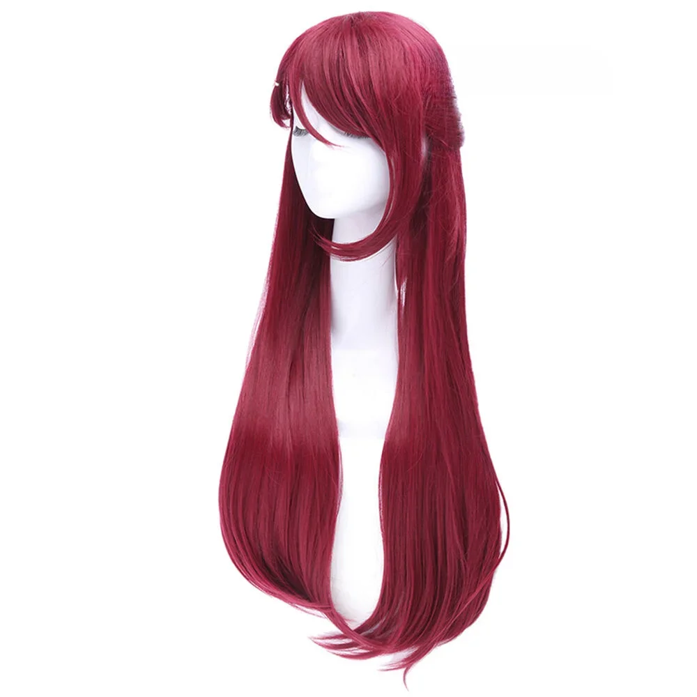 Women LoveLive Sunshine Aqours Sakurauchi Riko Wine Long Straight Cosplay Synthetic Wig