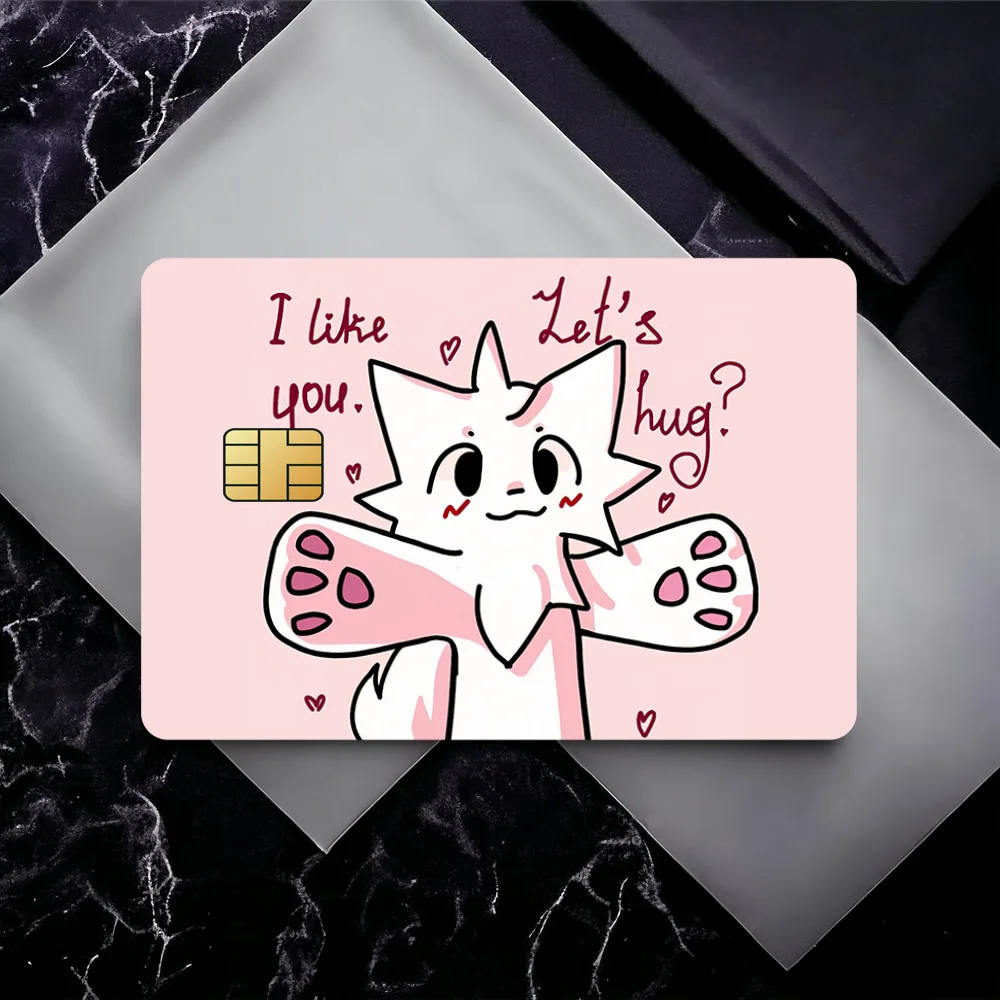 Boykisser Silly Cat Cute Film Skin Cover Credit Card Stickers 4PCS Debit Front Decoration Bank Bus Pass Waterproof